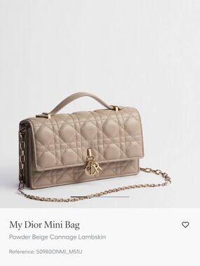 Dior Powder Beige Quilted My Dior Mini Bag with Gold Hardware